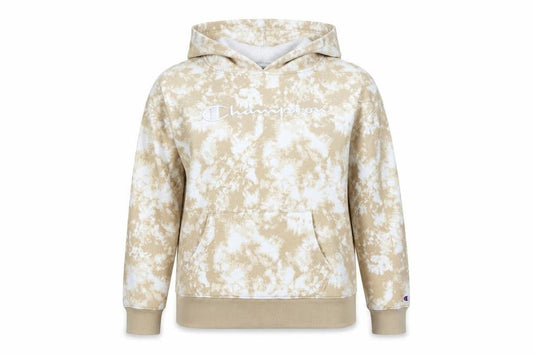 Champion Womens Beige Tie Dye Pullover Hoodie Size L Logo Casual
