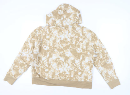 Champion Womens Beige Tie Dye Pullover Hoodie Size L Logo Casual