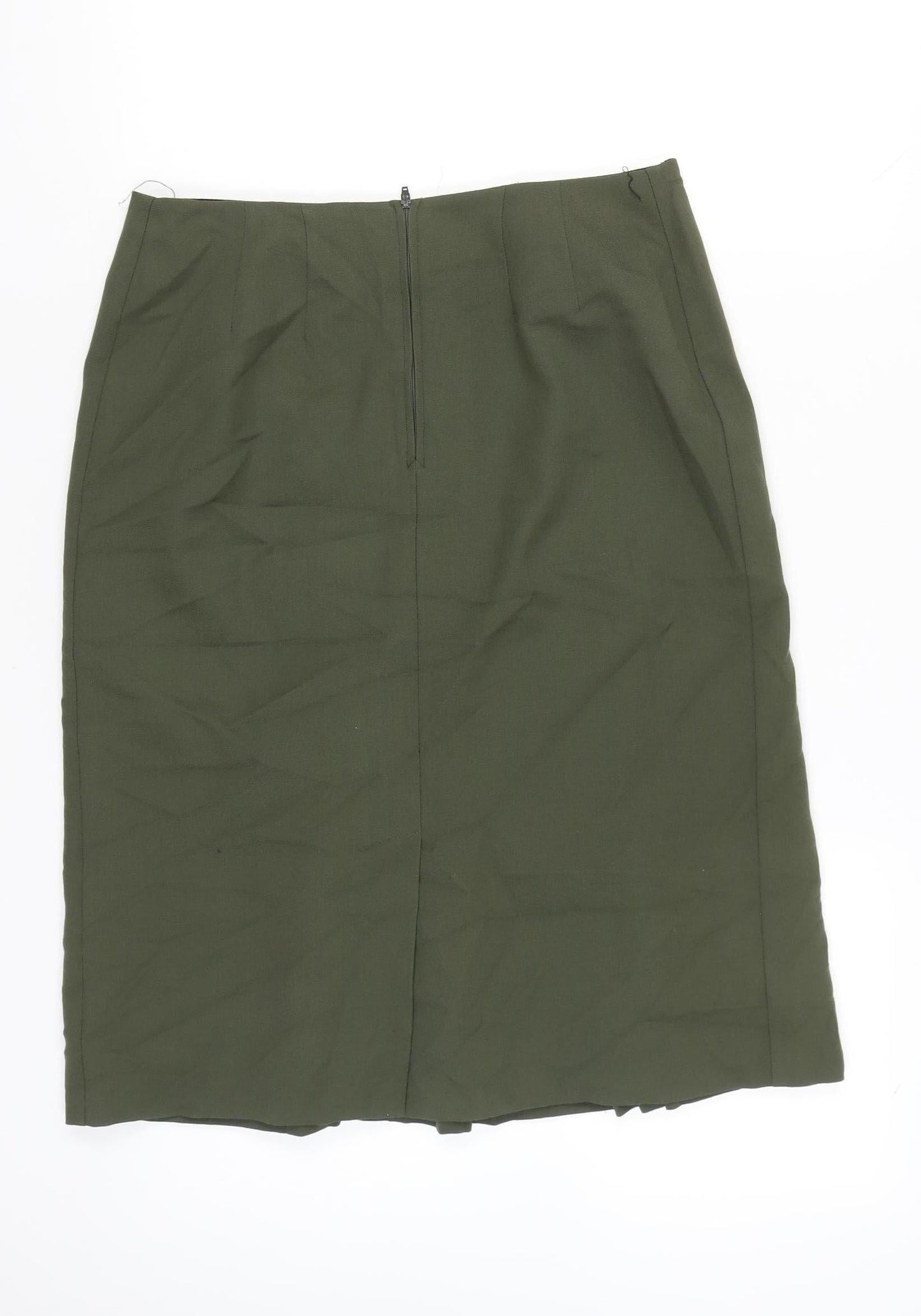 Marks and Spencer Women’s Green Wool Pleated Knee Length Skirt UK 14