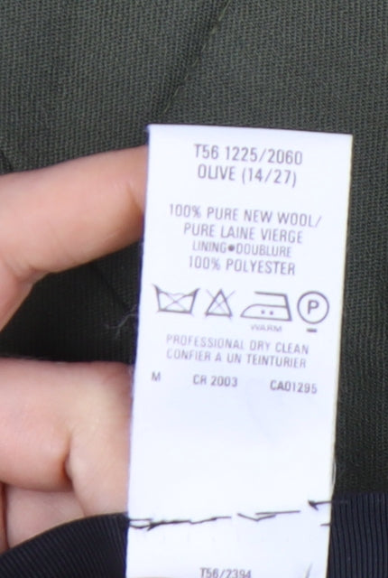 Marks and Spencer Women’s Green Wool Pleated Knee Length Skirt UK 14