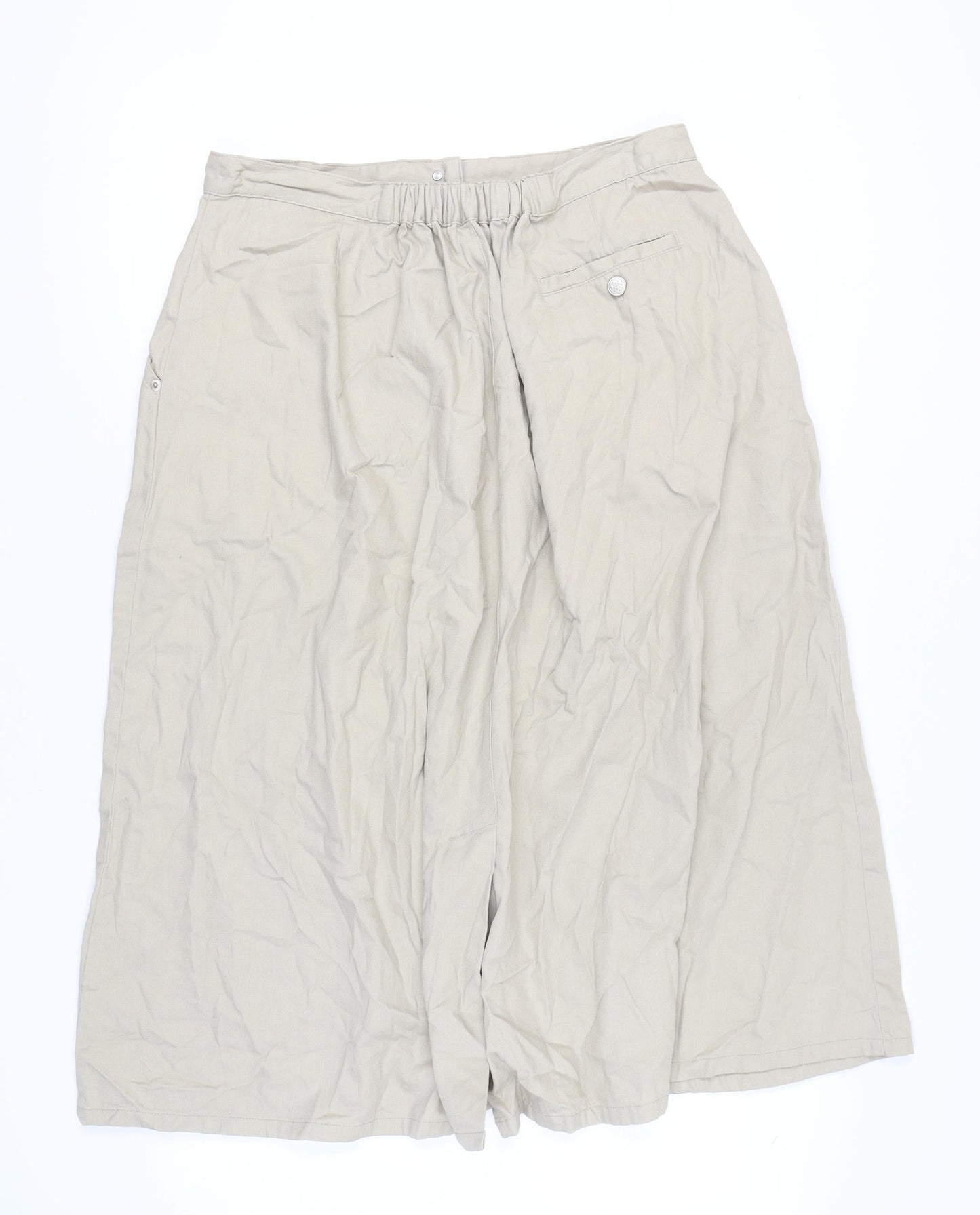 Damart Womens Beige A-Line Long Cotton Button Skirt Size 22