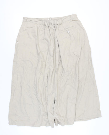 Damart Womens Beige A-Line Long Cotton Button Skirt Size 22