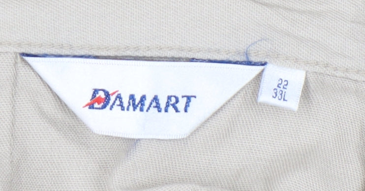 Damart Womens Beige A-Line Long Cotton Button Skirt Size 22