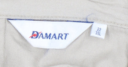 Damart Womens Beige A-Line Long Cotton Button Skirt Size 22