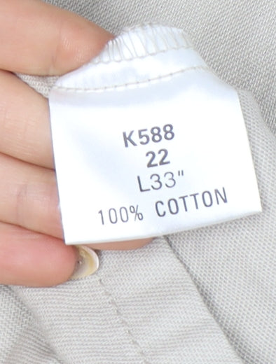 Damart Womens Beige A-Line Long Cotton Button Skirt Size 22