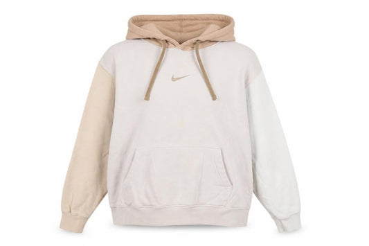 Nike Women’s Beige Colourblock Hoodie Small Logo Pullover Casual
