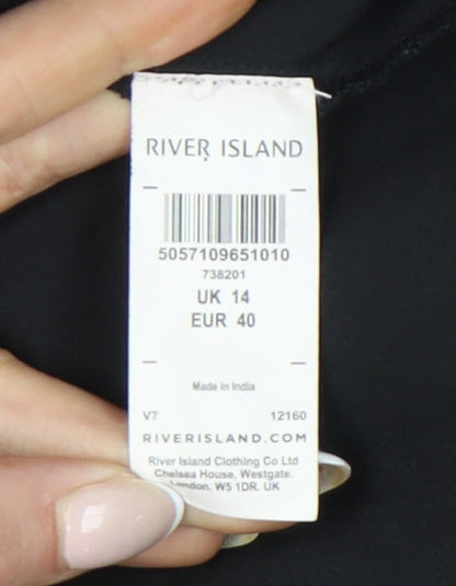 River Island Women Pink Black Houndstooth Shift Dress UK 14