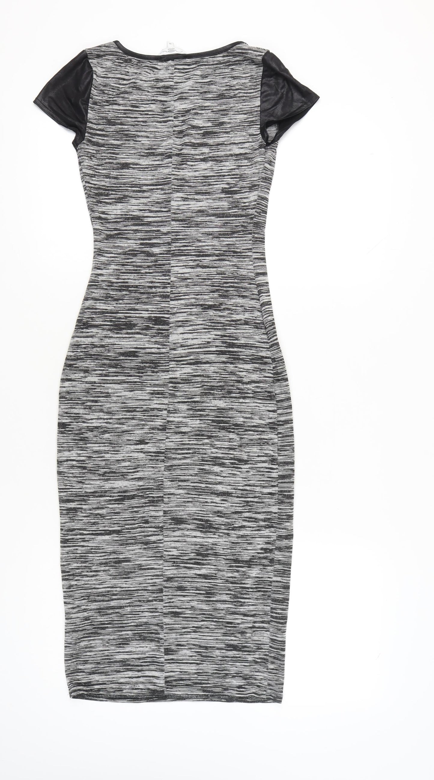 New Look Women’s Grey Black Bodycon Midi Dress Size 10
