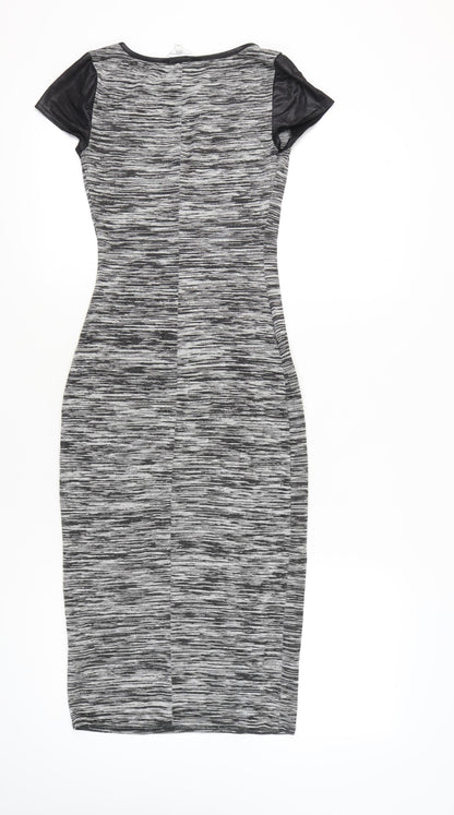 New Look Women’s Grey Black Bodycon Midi Dress Size 10