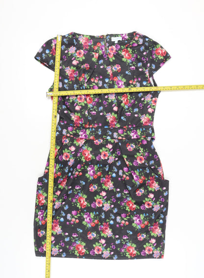 Blue Vanilla Women’s Multicoloured Floral Shift Dress Size 12 Short Sleeve