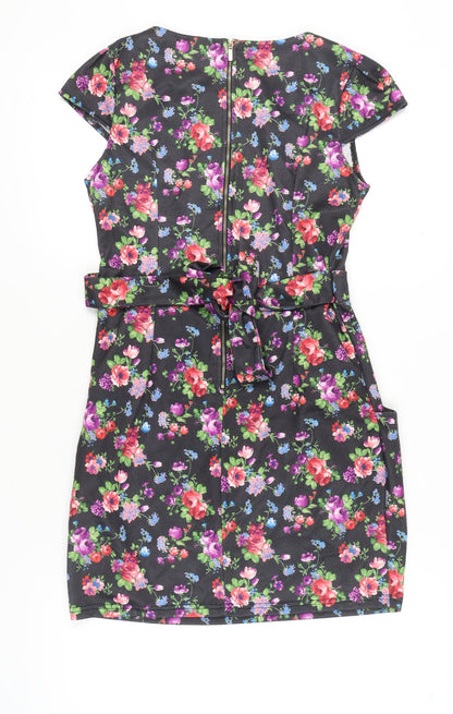 Blue Vanilla Women’s Multicoloured Floral Shift Dress Size 12 Short Sleeve
