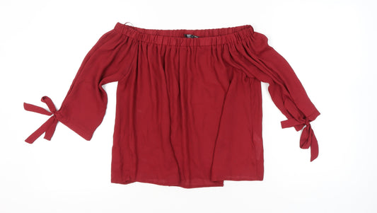 Cameo Rose Womens Red Off Shoulder Tunic Blouse Size 10