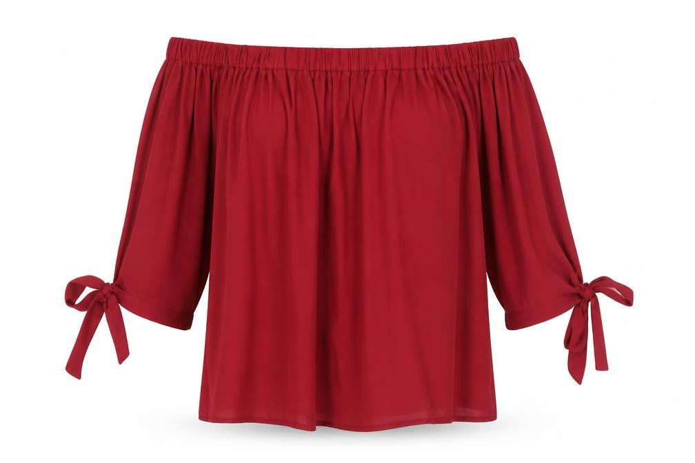 Womens UK Size 10 Cameo Rose Red Tunic Blouse