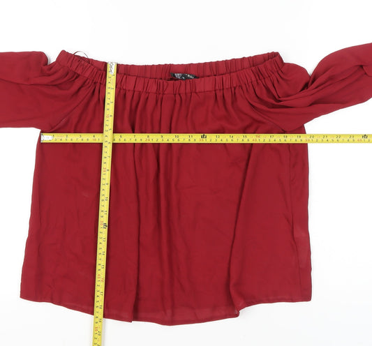 Cameo Rose Womens Red Off Shoulder Tunic Blouse Size 10