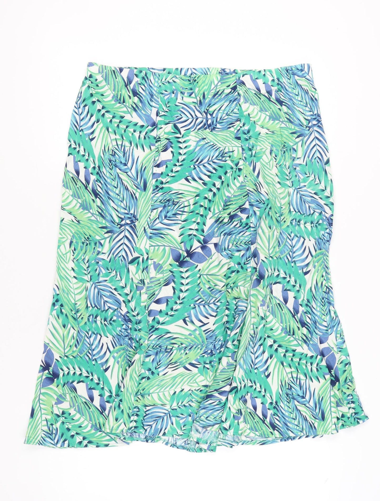 Isle Collection Womens Multicoloured A-Line Midi Skirt Size 18 Linen Blend