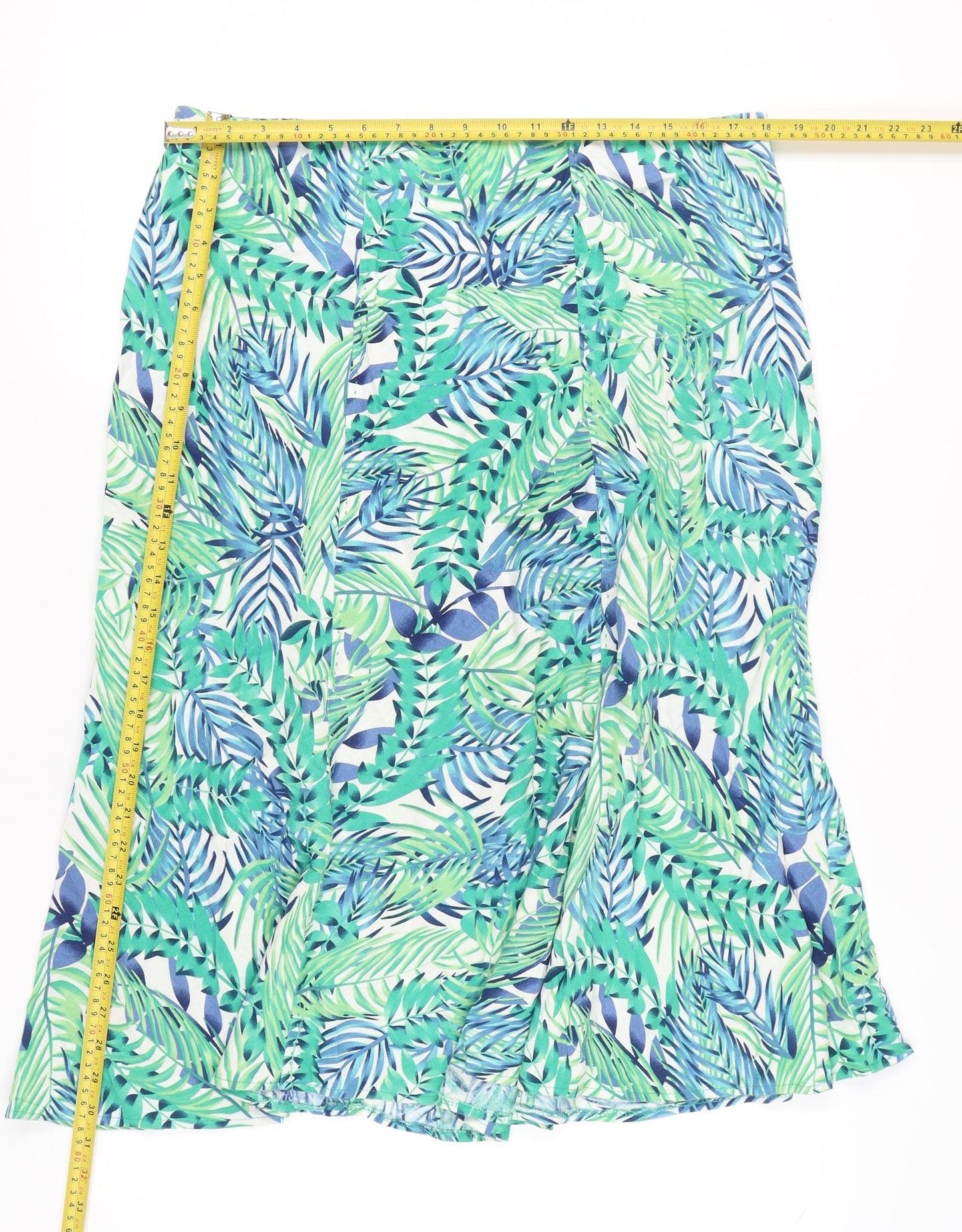 Isle Collection Womens Multicoloured A-Line Midi Skirt Size 18 Linen Blend