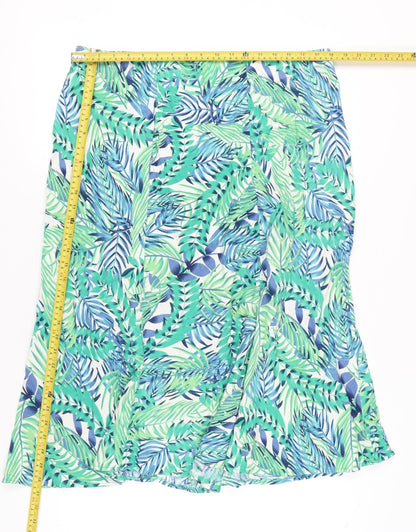 Isle Collection Womens Multicoloured A-Line Midi Skirt Size 18 Linen Blend