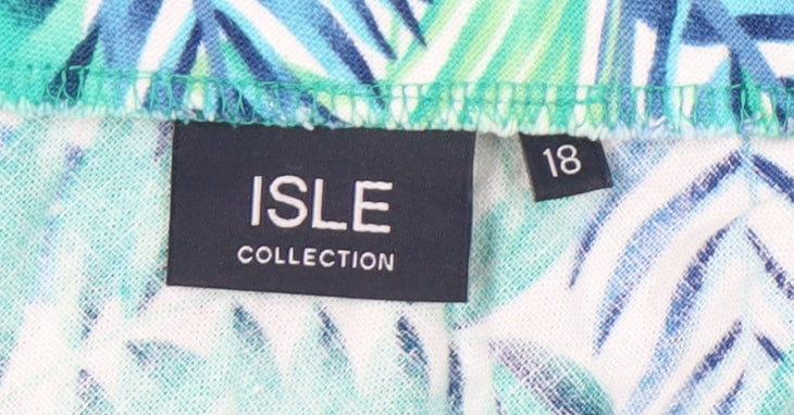 Isle Collection Womens Multicoloured A-Line Midi Skirt Size 18 Linen Blend