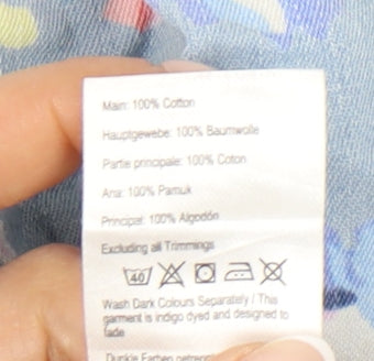 Joules Womens Blue Floral Cotton Shift Dress Size 10 Sleeveless V-Neck