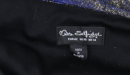 Miss Selfridge Women’s Silver Metallic Wide-Leg Jumpsuit UK 14 V-Neck