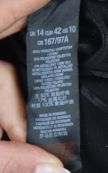 Miss Selfridge Women’s Silver Metallic Wide-Leg Jumpsuit UK 14 V-Neck