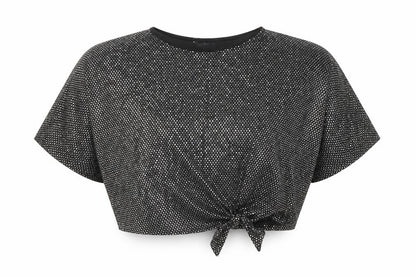 Womens UK Size 18 F&F Black Cropped T-Shirt