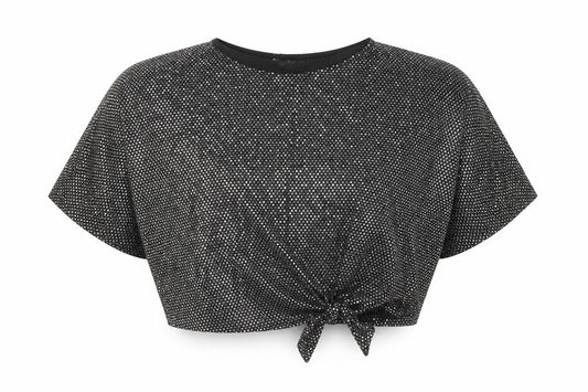 Womens UK Size 18 F&F Black Cropped T-Shirt