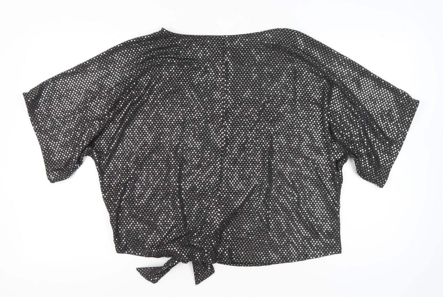 F&F Womens Black Sequin Cropped Party T-Shirt UK 18