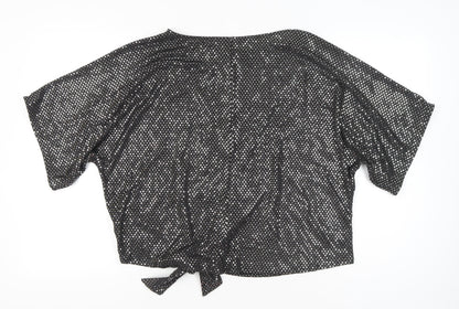 F&F Womens Black Sequin Cropped Party T-Shirt UK 18
