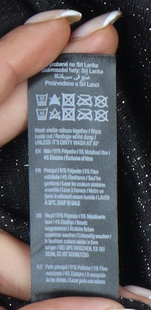 F&F Womens Black Sequin Cropped Party T-Shirt UK 18