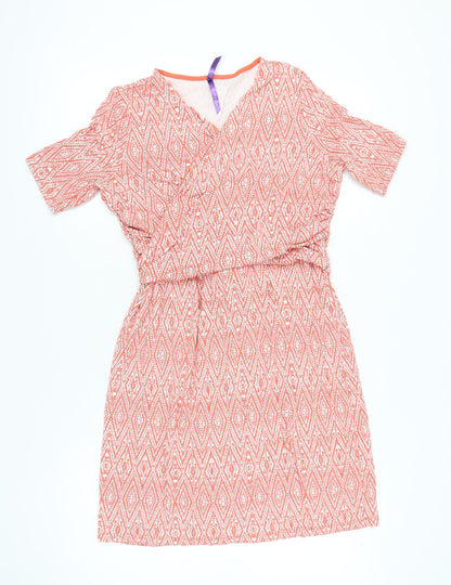 Séraphine Women’s Orange Geometric Wrap Maternity Dress Size 14
