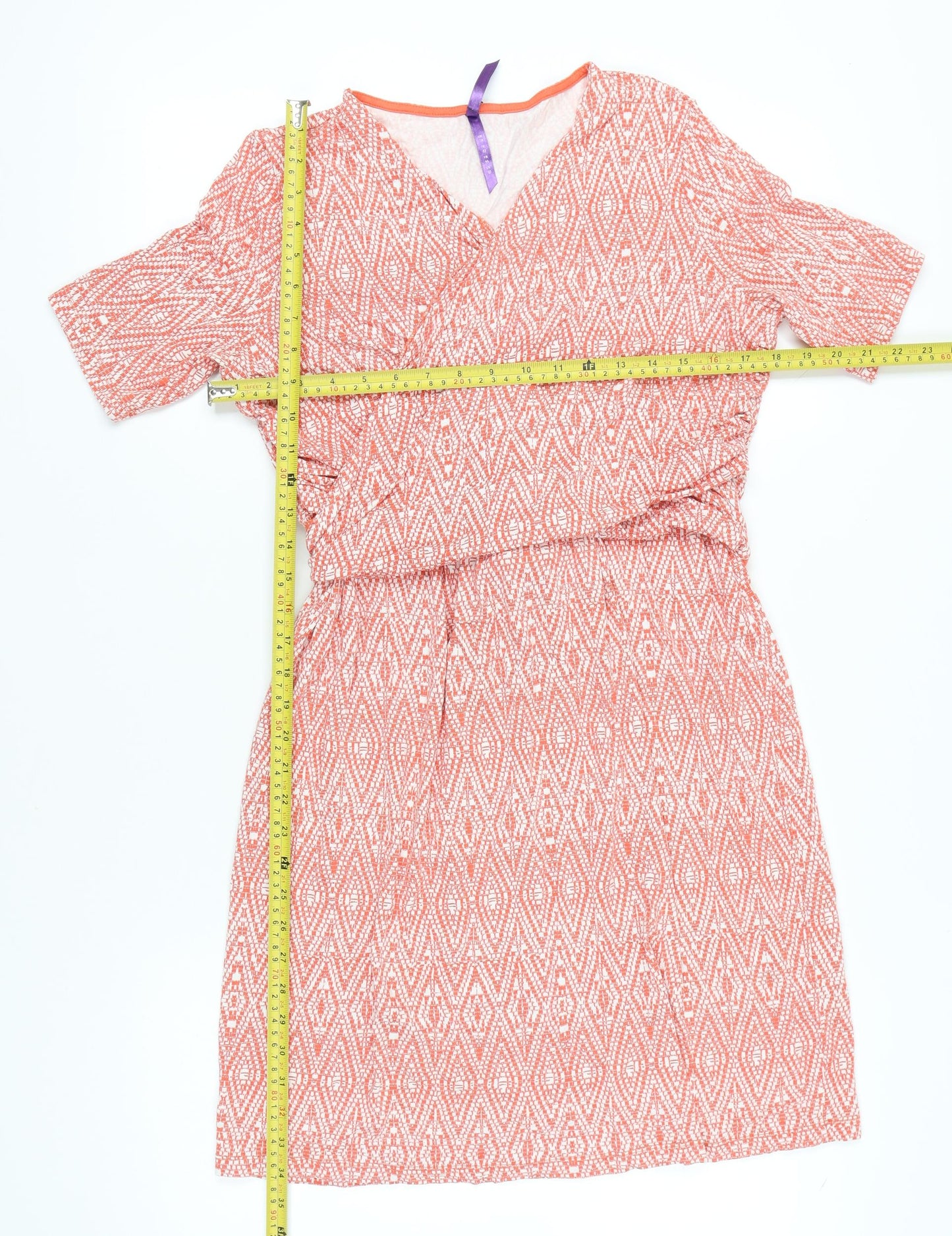 Séraphine Women’s Orange Geometric Wrap Maternity Dress Size 14