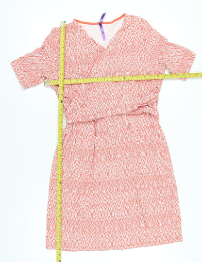 Séraphine Women’s Orange Geometric Wrap Maternity Dress Size 14
