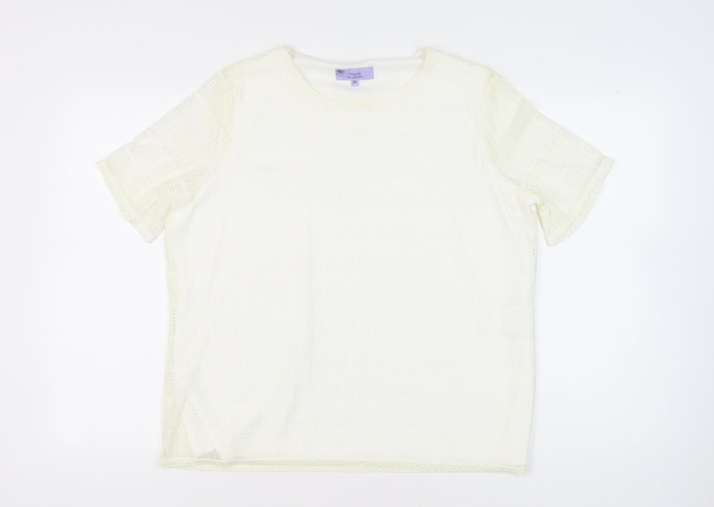 Womens UK Size 20 Honor Millburn Ivory Basic T-Shirt
