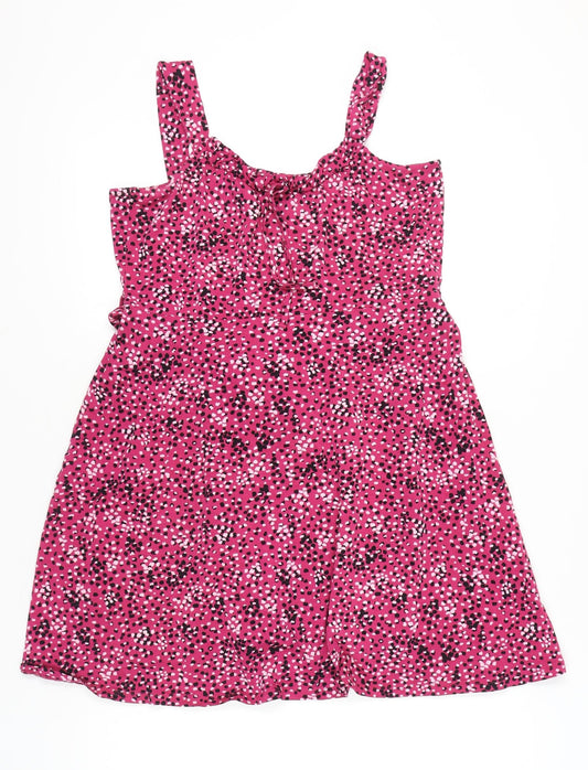 Dorothy Perkins Women Pink Polka Dot A-Line Dress UK 16