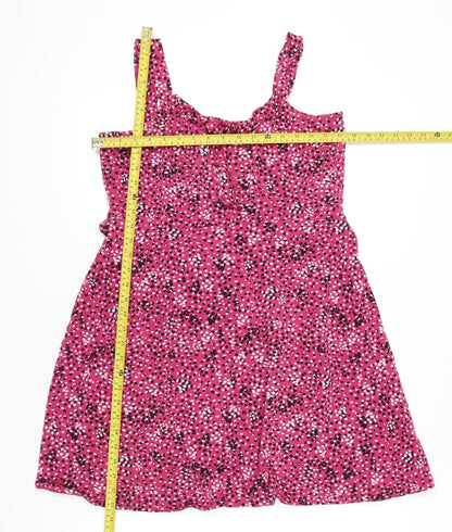 Dorothy Perkins Women Pink Polka Dot A-Line Dress UK 16
