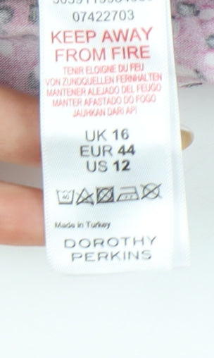 Dorothy Perkins Women Pink Polka Dot A-Line Dress UK 16