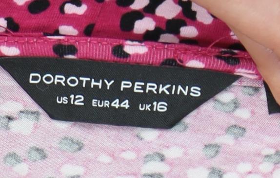 Dorothy Perkins Women Pink Polka Dot A-Line Dress UK 16