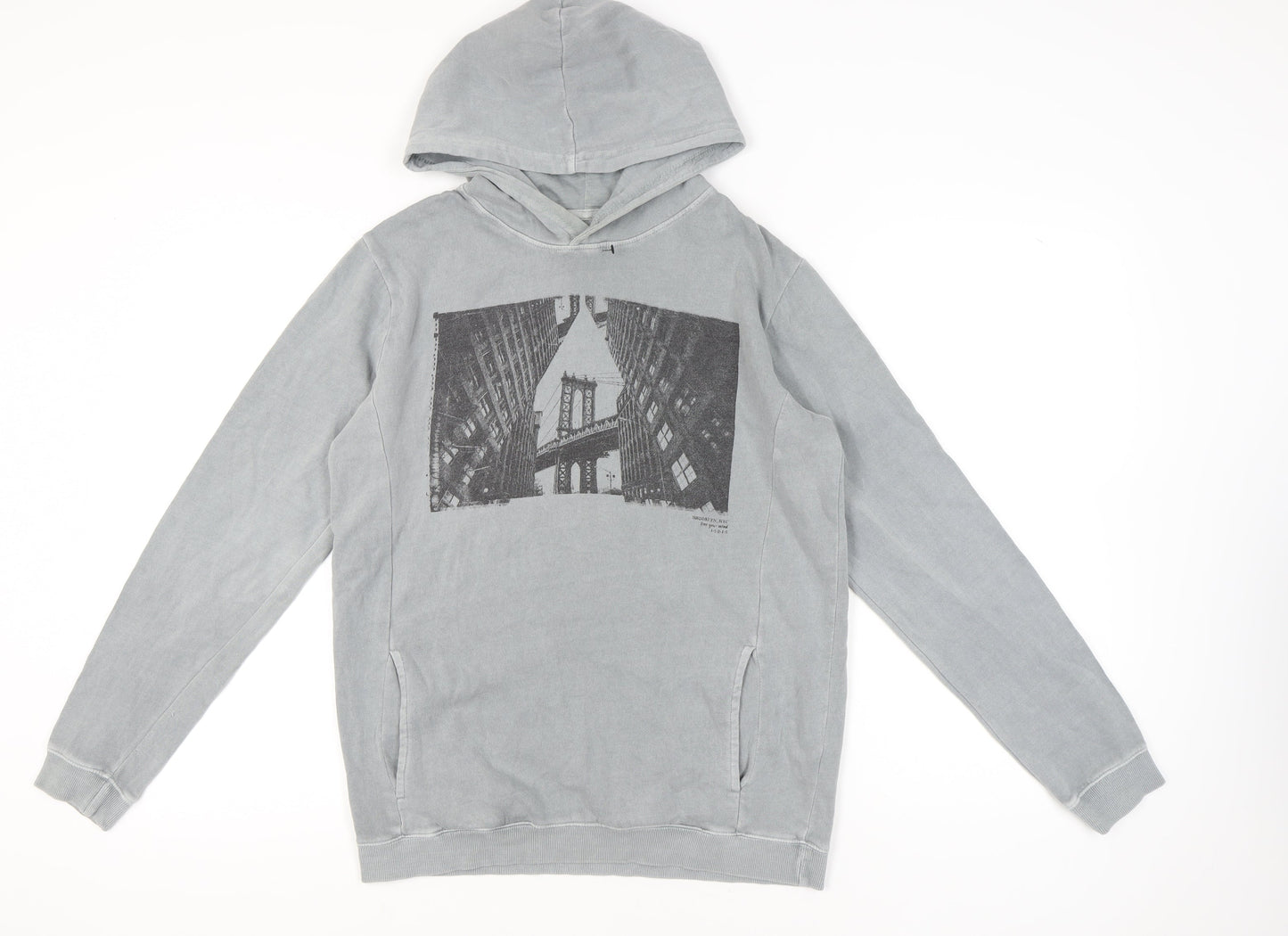 Mens UK Size S Cotton On Grey Pullover Hoodie