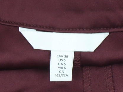 H&M Women Red Short Pencil Skirt Size 10 Polyester Stretch