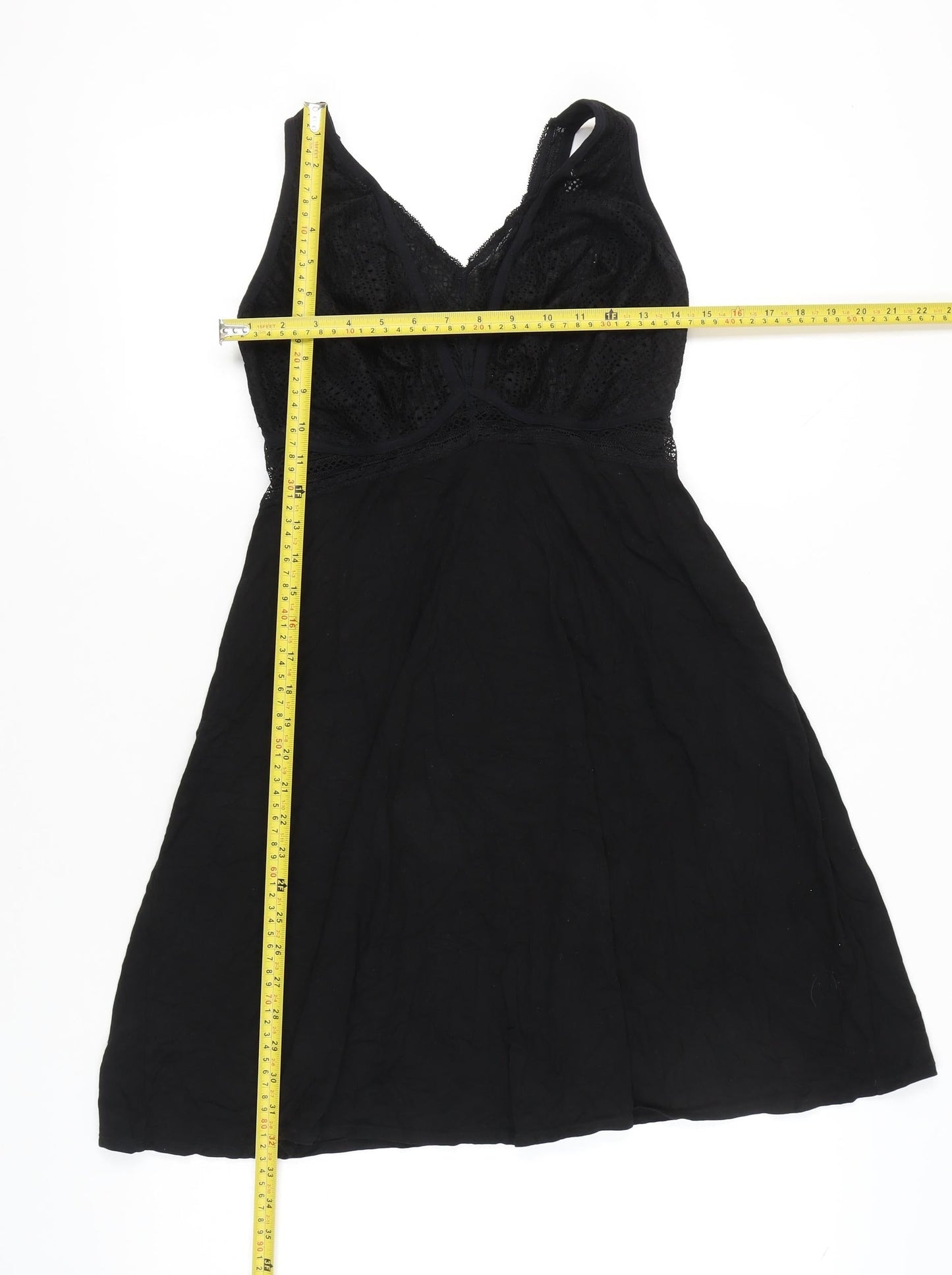 Bravissimo Womens Black Size 12 Chemise Lace Nightwear V-Neck