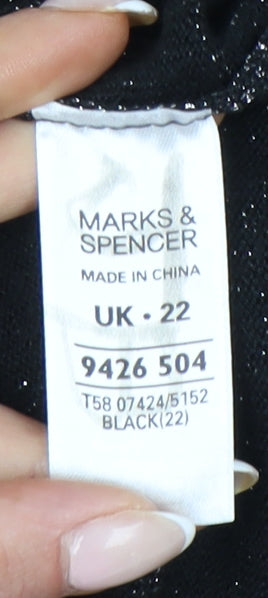 Womens UK Size 22 Marks and Spencer Black Basic Blouse