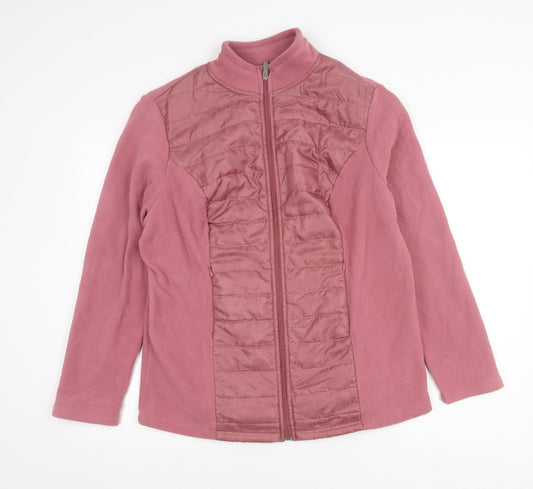 Julipa Women Pink Size 16 Quilted Fleece Zip Jacket Mid-Length