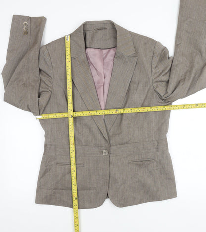 F&F Women’s Brown Pinstripe Blazer Size 16 Regular Fit Work Jacket