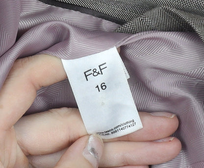 F&F Women’s Brown Pinstripe Blazer Size 16 Regular Fit Work Jacket