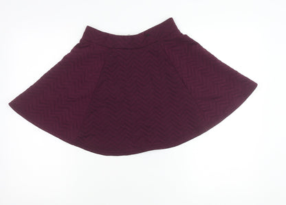 H&M Women’s Purple Skater Skirt S Quilted Short Zip Stretch