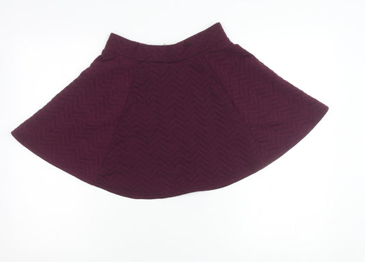 H&M Women’s Purple Skater Skirt S Quilted Short Zip Stretch