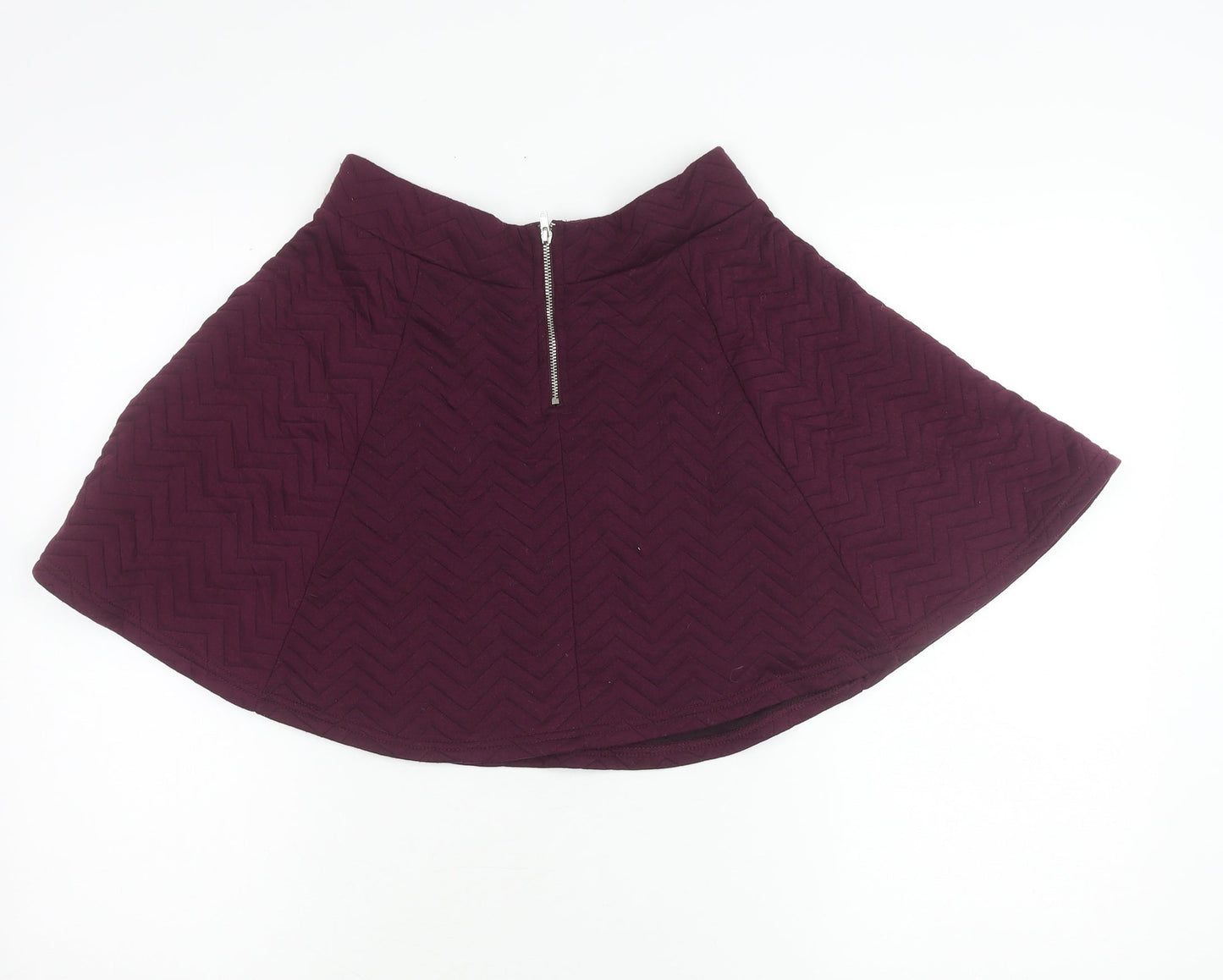 H&M Women’s Purple Skater Skirt S Quilted Short Zip Stretch