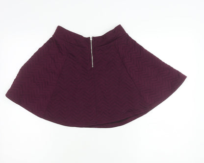 H&M Women’s Purple Skater Skirt S Quilted Short Zip Stretch