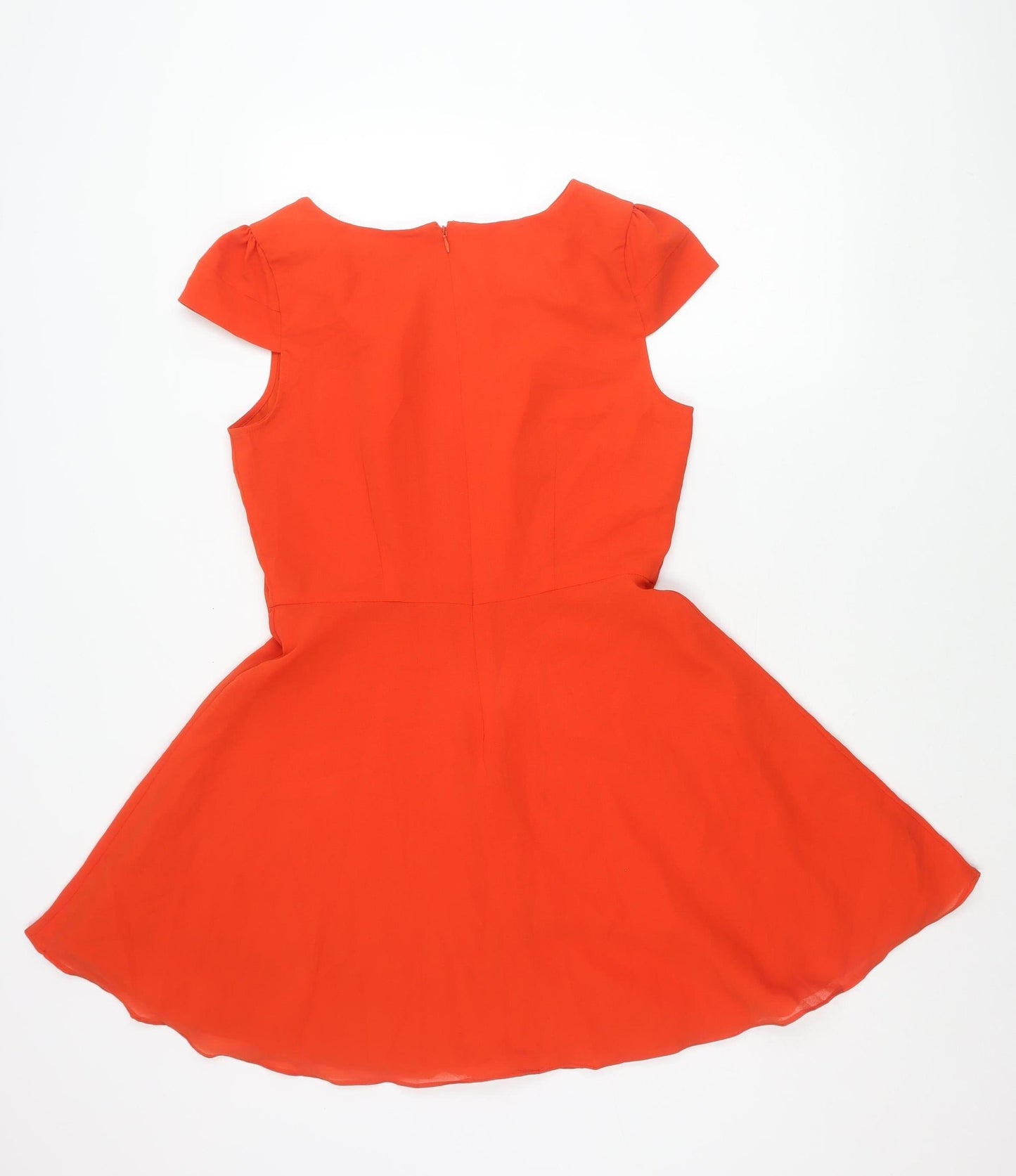 Darlene Women's Orange Fit & Flare Dress Size M Short Sleeve Scoop Neck
